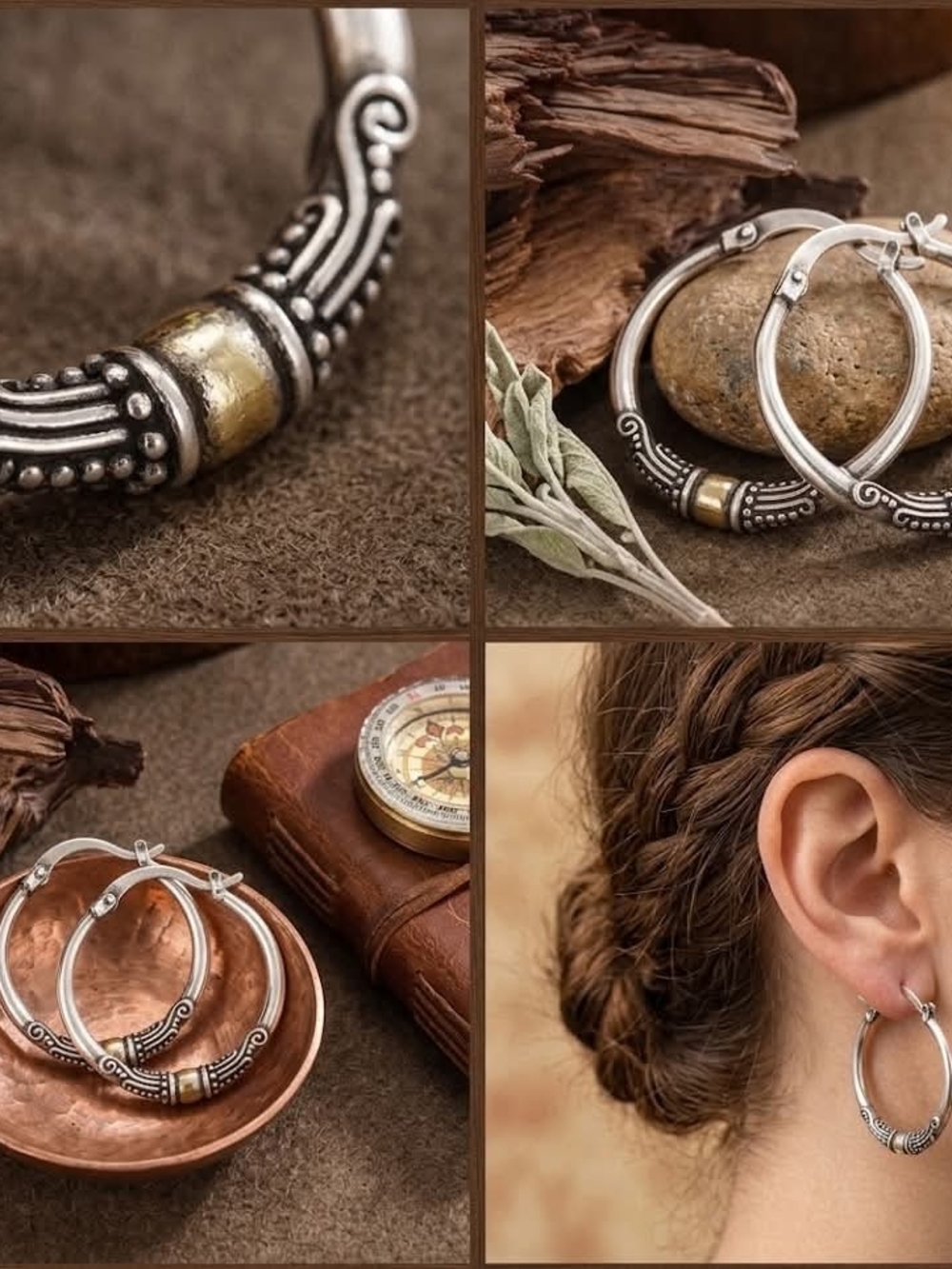 Sterling Silver and Gold Accent Hoop Earrings - Women Jewelry